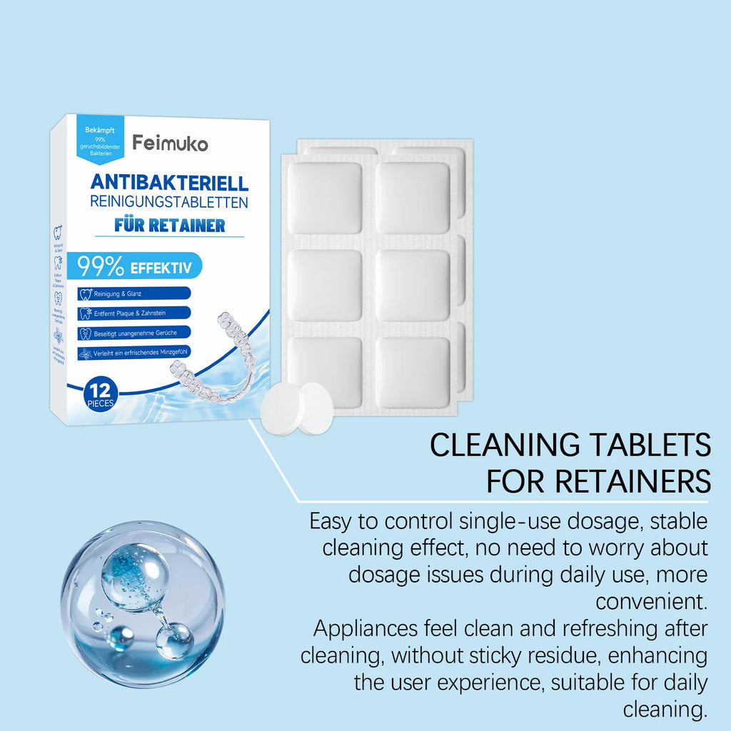 Denture & Retainer Cleansing Tablets – Powerful Removes Tartar, Stains & Buildup, Eliminates Odor, for Daily Denture Care Vue