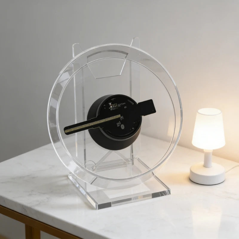 Mini 3D Holographic Projector Fan Desktop LED Advertising Machine Hologram Picture Video Display Remote Control with Stand Vue