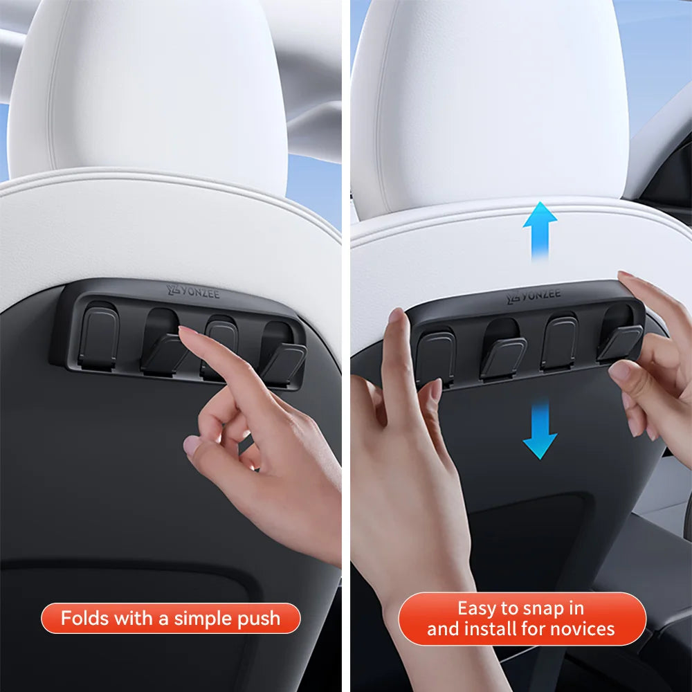YZ for Tesla Model Y 3 Highland Juniper 2021-25 Folding hidden hooks for back seat ABS material Automotive Interior Accessories Vue