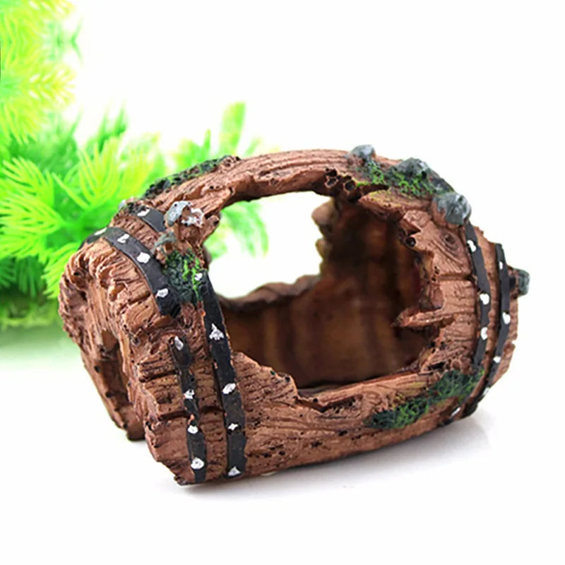 Aquarium Resin Wood Trunk Log Artificial Barrel Hideout Cave Landscaping Fish Tank Ornaments Decorations Background acuario Vue RED COLOR
