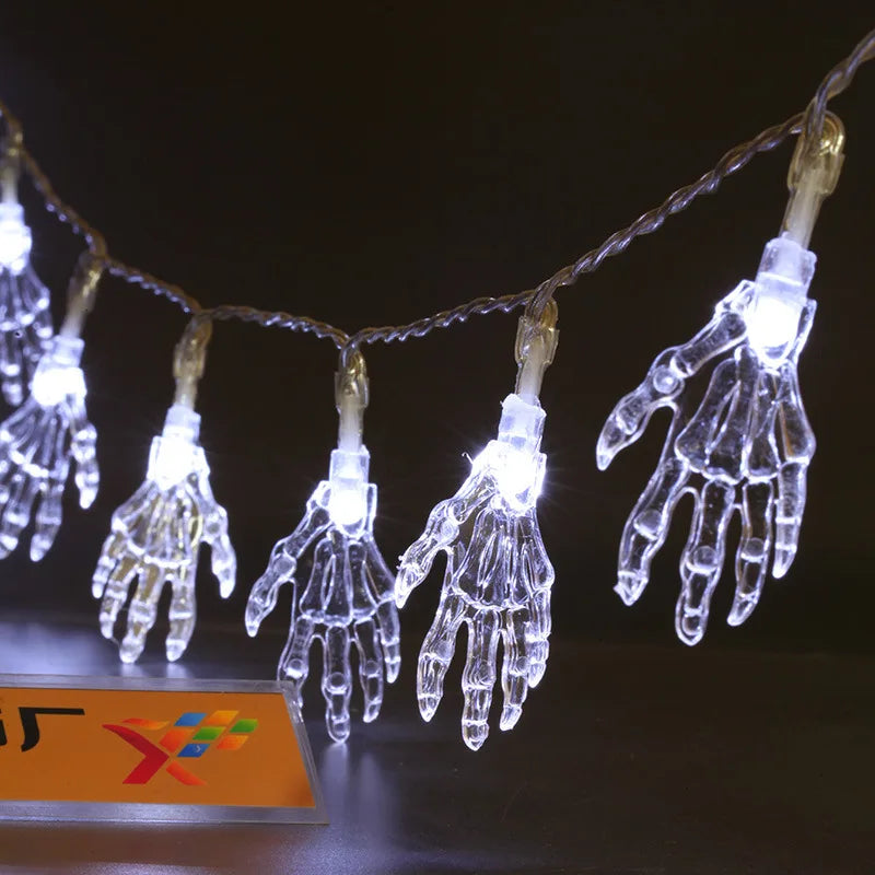 Halloween Ghost Hand String Lights Indoor LED Horror Decoration Room Lights Outdoor Battery USB Powered Lights L001 Vue WHITE 10m 80leds battery