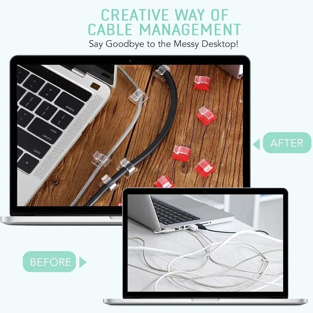 50PCS Cable Organizer Clips Cable Management Wire Manager Cord Holder USB Charging Data Line Bobbin Winder Wall Mounted Hook Vue