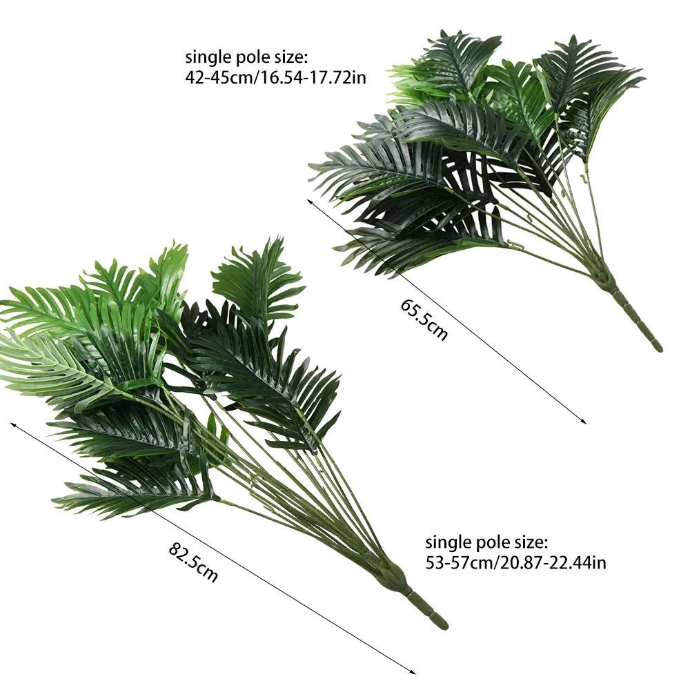 Large Artificial Palm Leaves Branches Green Plastic Artificial Palm Tree Tropical Plants 65-82cm Artificial Fern Wedding Vue
