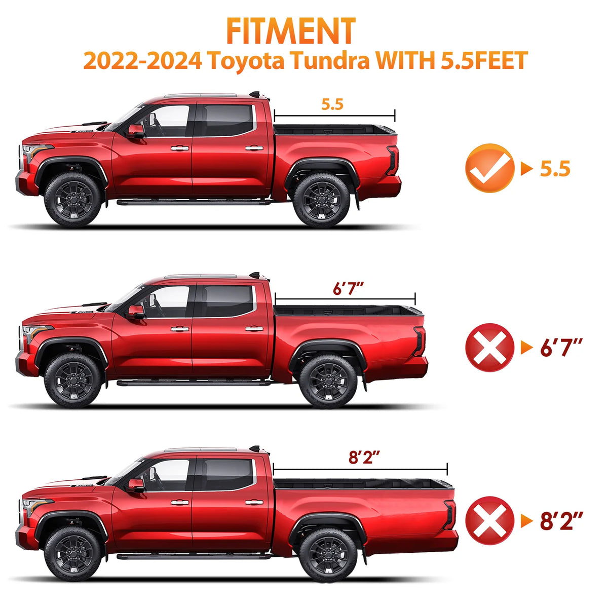 Nilight Soft Tri-Fold Truck Bed Tonneau Cover for Toyota Tundra 2014-2021 5.5FT & 2022-2024 5.5FT/6.5FT, Heavy Duty Waterproof Vinyl Pickup Bed Cover, Foldable No Drill Exterior Truck Accessories, Cargo Protection Vue United States 2022-2024 5.5ft