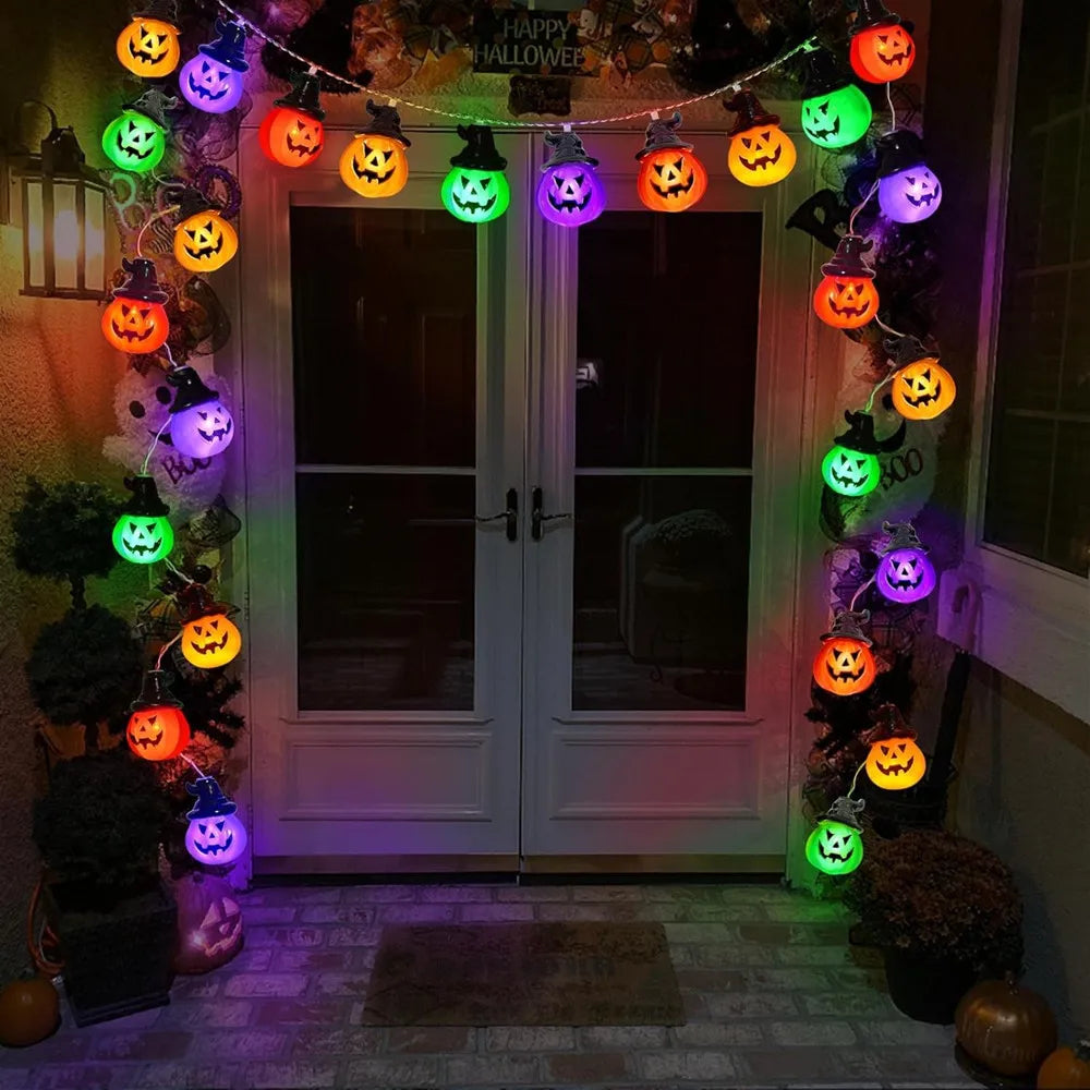 Jack O Lantern Halloween Decoration Pumpkin Led String Lights Indoor Wall Ornaments Lights Battery USB Powered Room Lamps 1013 Vue