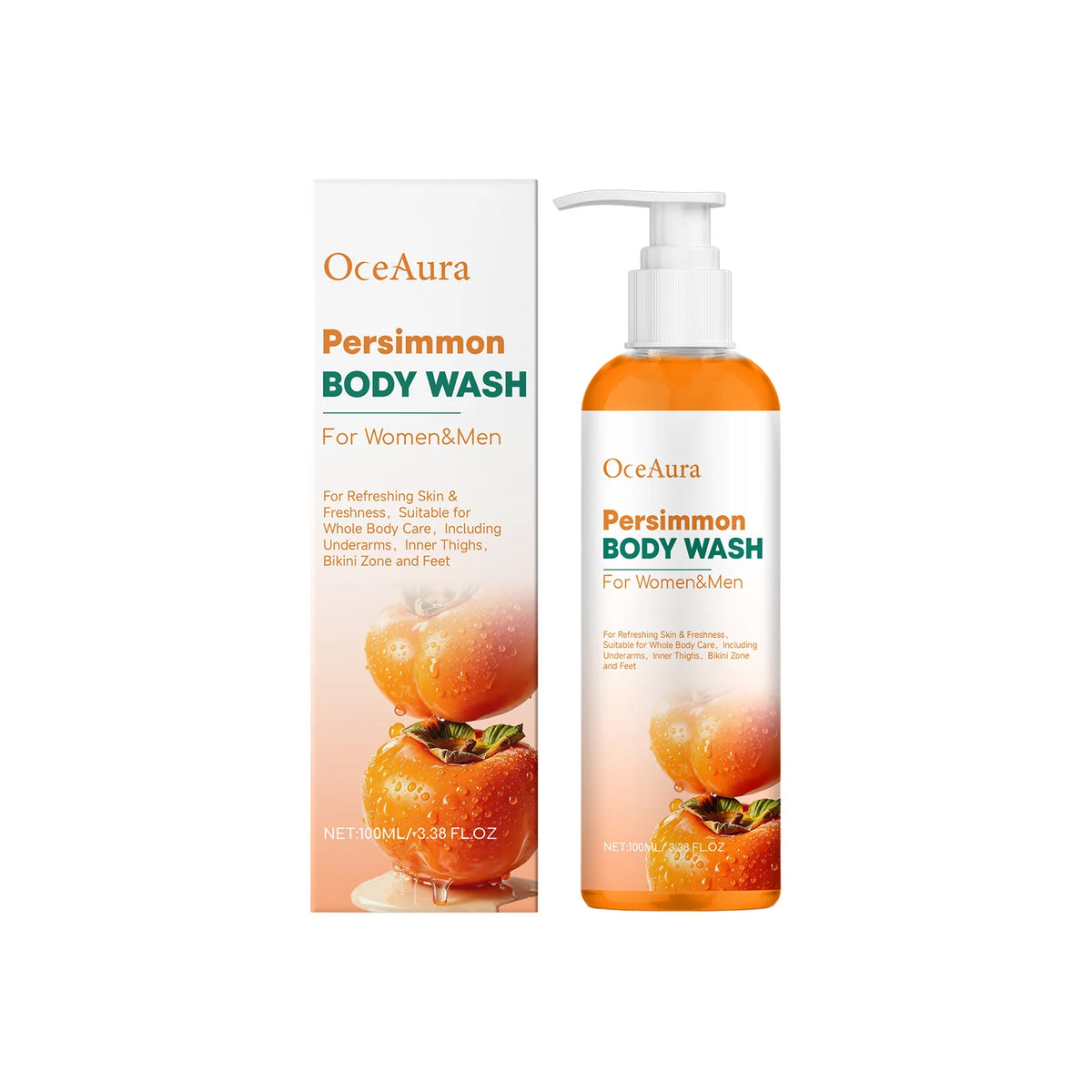 Persimmon Body Wash - A Gentle Body Wash for Mild Cleansing, Refreshing, Moisturizing, Hydrating and Nourishing the Skin Vue 100ml