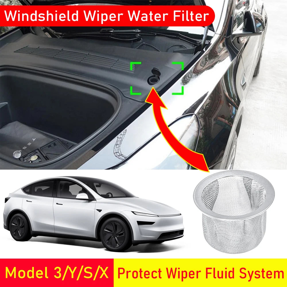Windshield Washer Fluid Filter For Tesla Model 3 Y S X Juniper Glass Water Filter Screen Mesh Inlet Grill Protective Accessories Vue