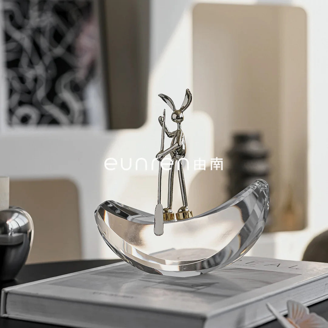Luxurious Small Gold Rabbit Crystal Ornament Entryway Table Decoration Living Room Bar Cabinet Easter Gift for Her Vue