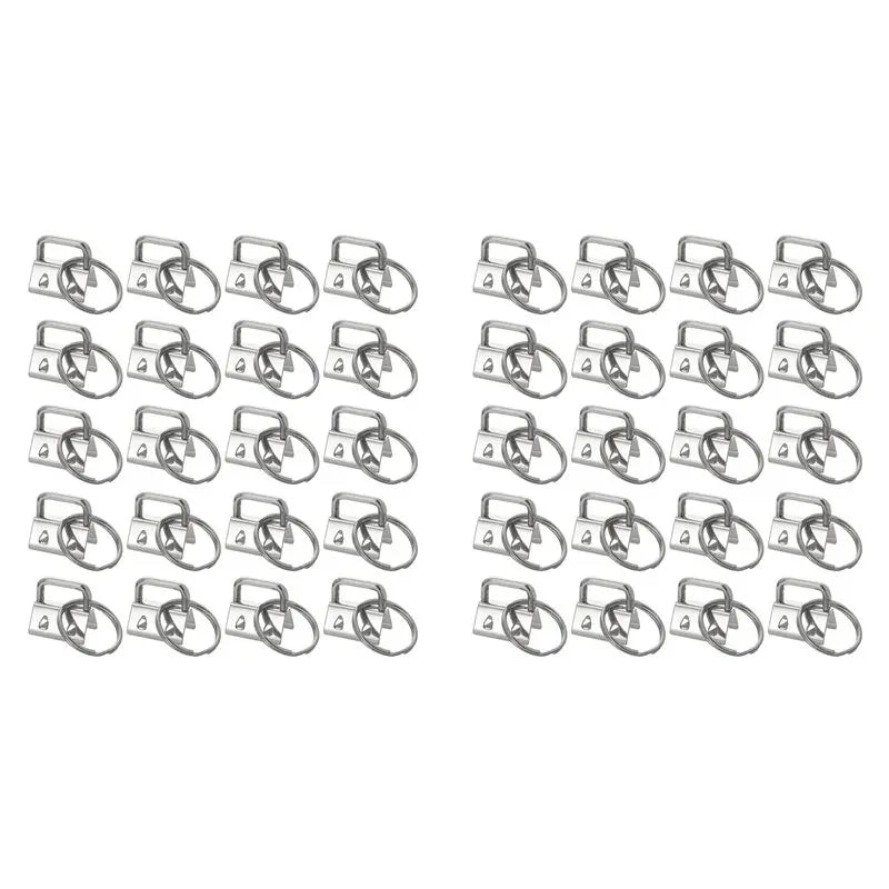 ABKW-40PCS Key Fob Hardware With Keychain Rings For Bag Webbing,Silver Vue Silver