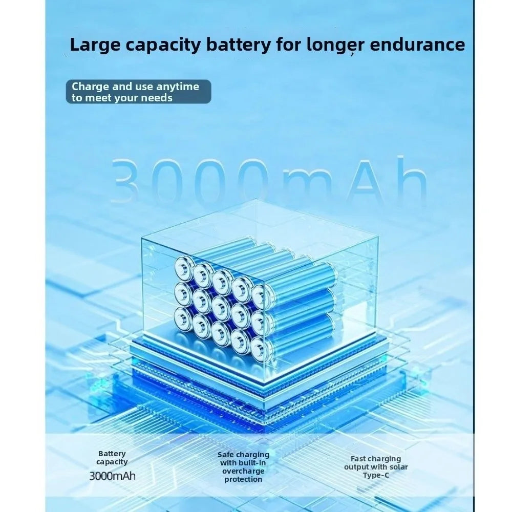 Camping Folding Fan Light Multi Functional USB Rechargeable/Solar Cooling Fan with Light Compact Adjustable Tent Hanging Lantern Vue