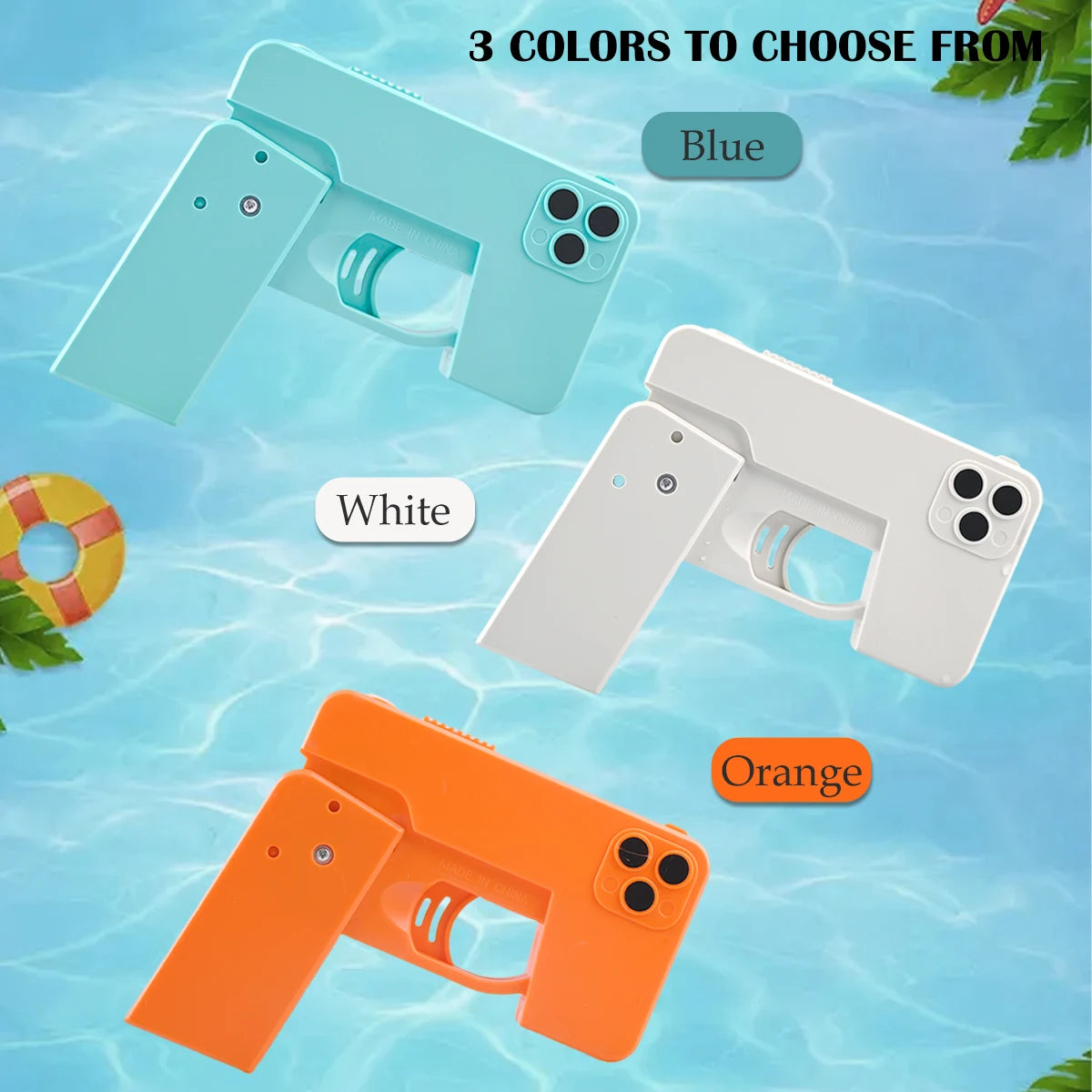 Folding Water Gun Toy, Simulate Shape of Mobile Phone Long Firing Range Outdoor Beach Bathroom Pool Play Water Gifts for Kids Vue