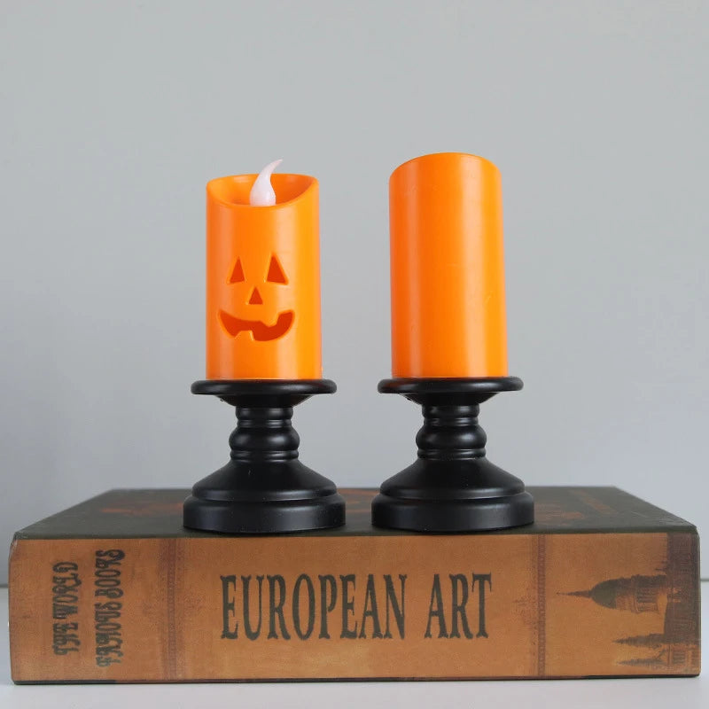 Halloween Candle Light LED Candlestick Lamp Ornaments Props Happy Halloween Party Props Pumpkin Candle Light Colorful Decoration Vue