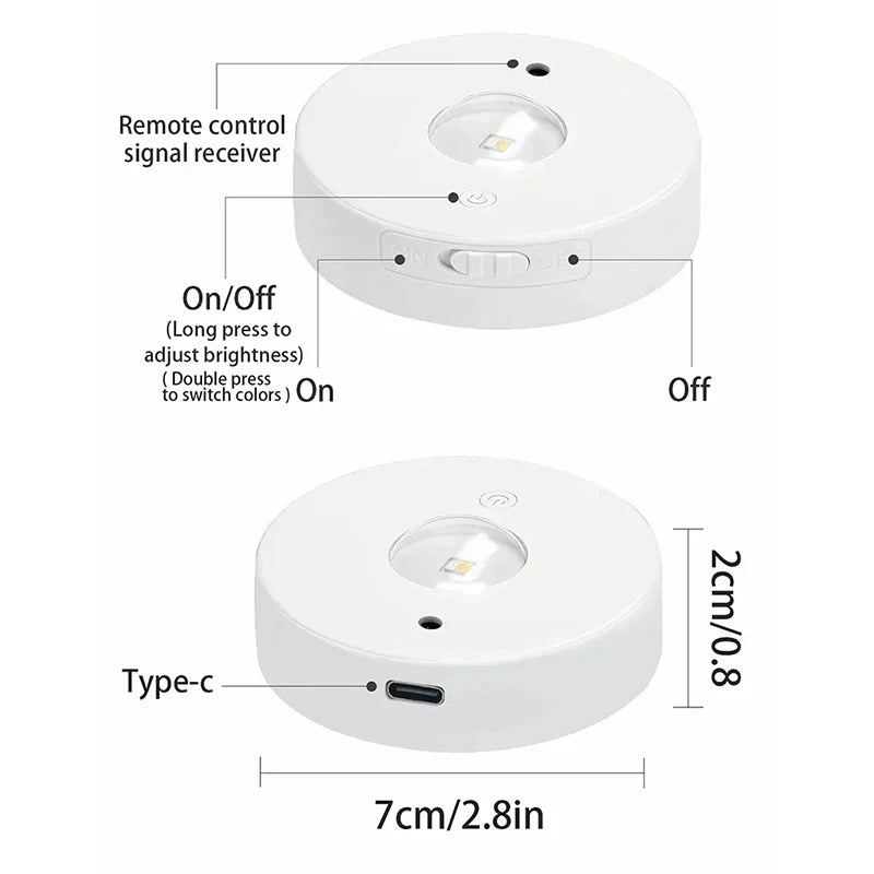 LED Night Lights RGB Wireless Cabinet Lamp 12 Color USB Rechargeable Remote Control For Room Bedside Wardrobe Cabinet Lighting Vue