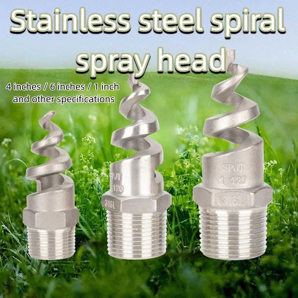 1/2"3/4"1" Spiral Nozzle Male Thread Stainless Steel Spray Sprinkler Head Full Cone Upward Spraying Jet Nozzle Cooling Tower Vue