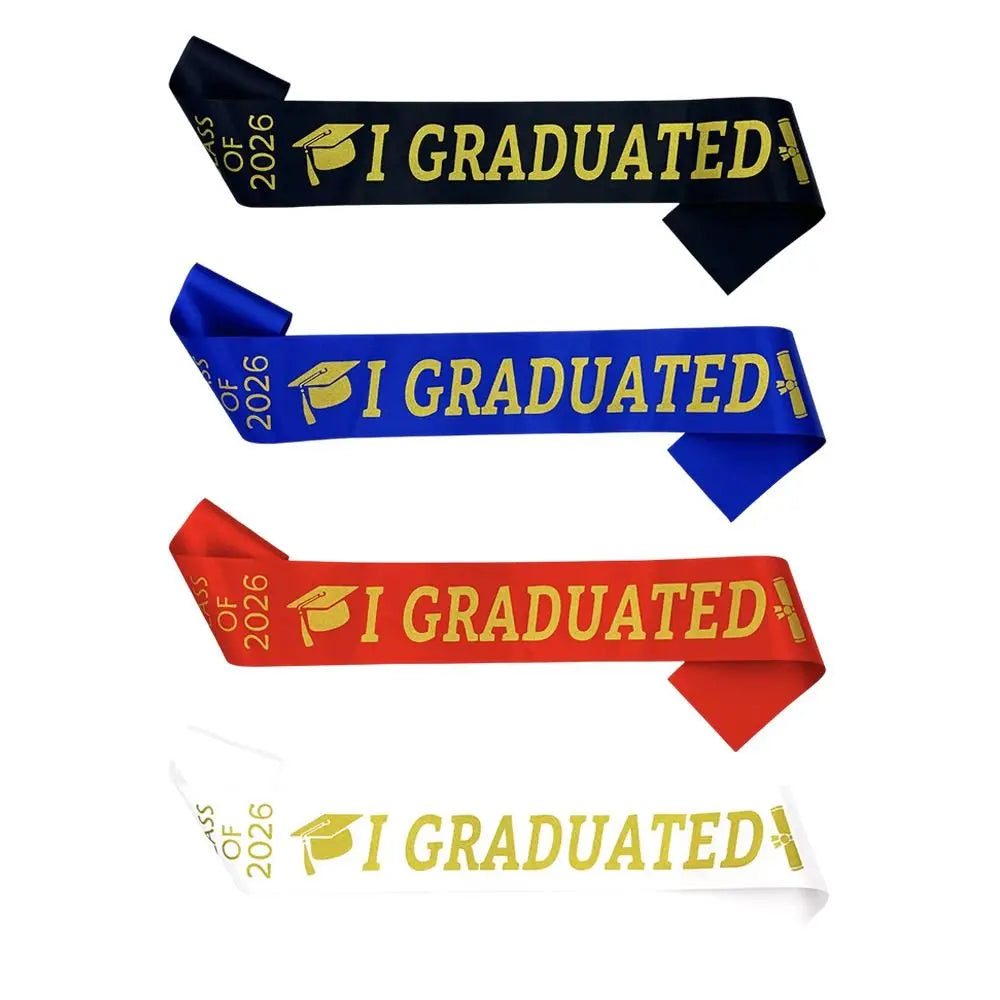 Class 2026 Graduation Stole Sash I Graduated Happy Gown Scarf Solid Vue