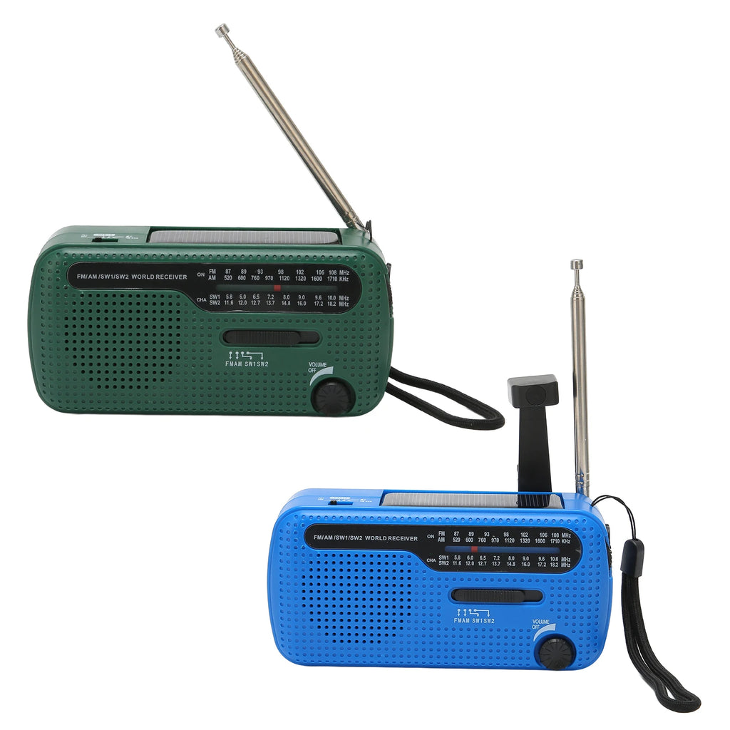 Hand Crank Solar Radio AM FM SW1 SW2 Camping LED Flashlight Multiband Camping Emergency Radio for Outdoor Hand Crank Solar Radio Vue