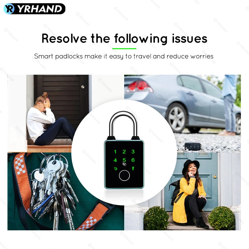 Fingerprint Lock Keyless Waterproof Tuya App Anti-Theft Smart Lock Fingerprint Padlock Intelligent Safety Electronic Door Lock Vue