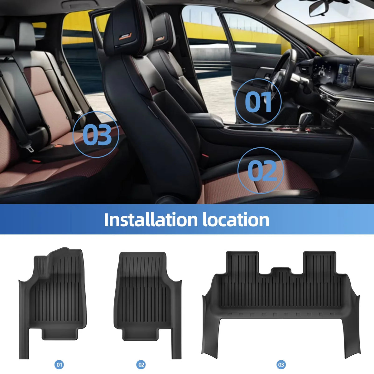Smabee Left Drive for Tesla Model Y Launch Juniper/Y RWD Standard 2025 2026 Car Floor Mats With Door Sill Protective Cover Black Vue