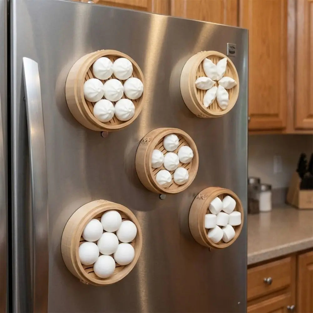 3D Printing Bun Dumpling Fridge Magnet Plastic Whimsical Chinese Dim Sum Refrigerator Magnet DIY Label Realistic Vue