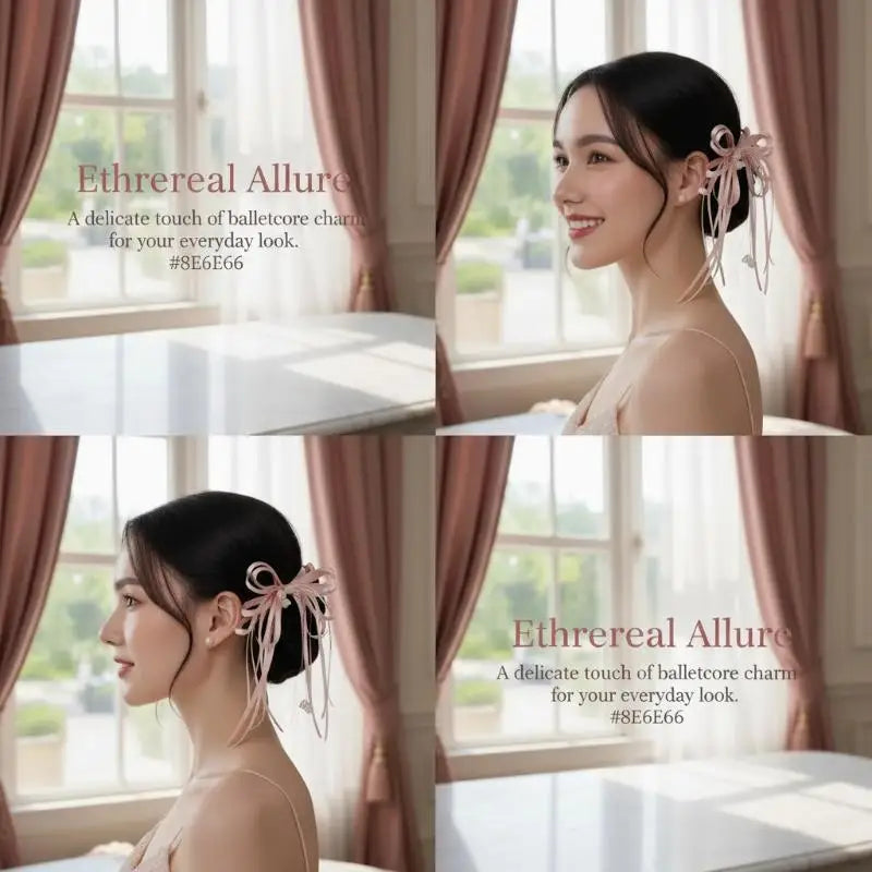 Cherry Blossom Bell Lily Of The Valley Bow Side Hair Clip Fairy Aesthetic Barrettes For Women Vintage Floral Hair Accessory Vue