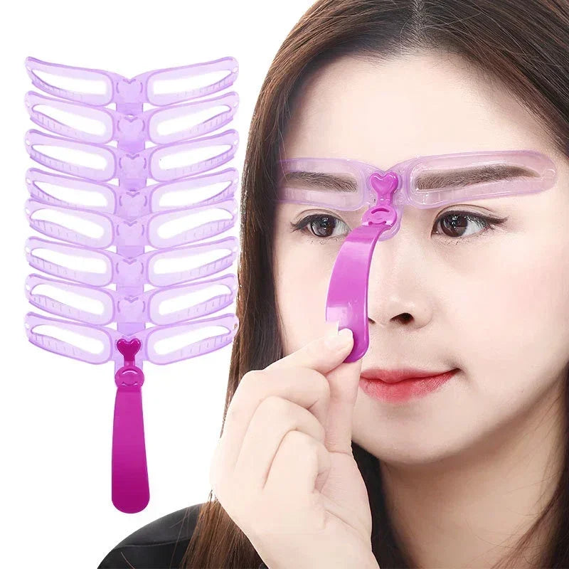 vvocci Eyebrow Mold Beginner 8Pcs 3D Eye Guide Card Modified Brow Reusable Eyebrow Stencil PVC Thrush Template Makeup Tools Vue