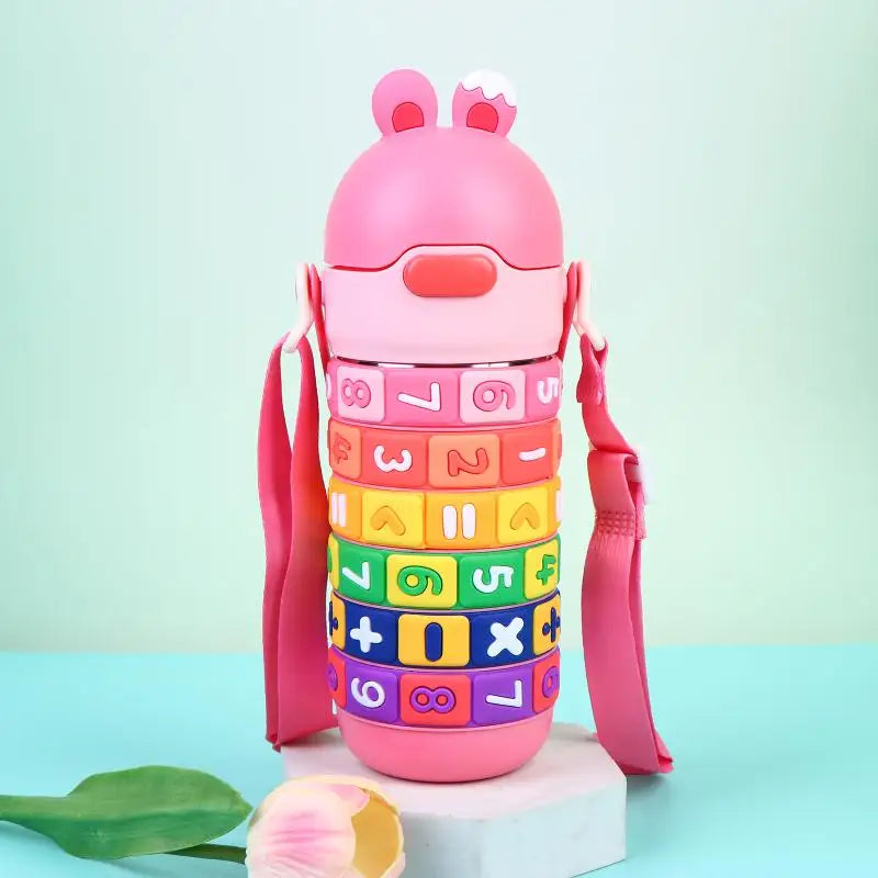 Children's Math Toy Stainless Steel Water Bottle Cute Thermo Strap