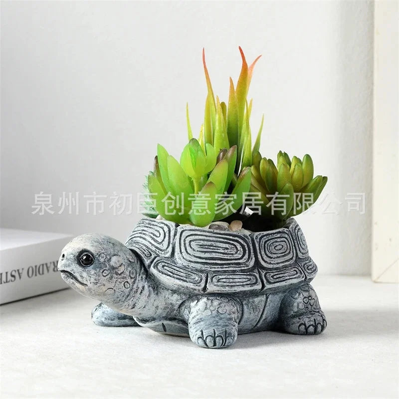 Turtle Succulent Planter Cute Animal Mini Plant Pot For Office Desk Table Living Room Balcony Home Display Gift For Women Teens Vue