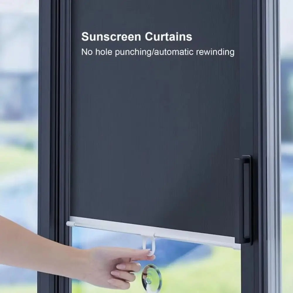 Shutter Retractable Roller Blinds Black Suction Cup Shades Portable