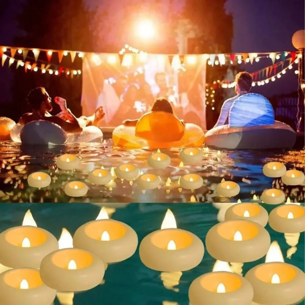 Waterproof Performance Flameless LED Floating Candle Lights Automatic Turn On Waterproof Floating Candle Lights Vue