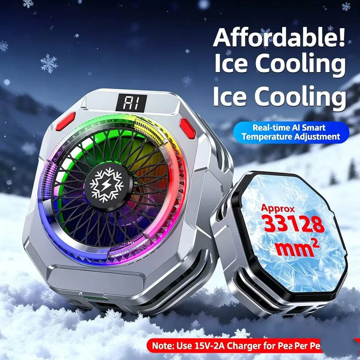TH28 Semiconductor Phone Cooler 30W Powerful Cooling Smart Temperature Control 5 Adjustable Modes RGB Lights Extreme Cooling Vue