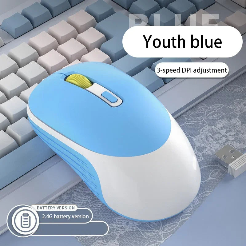 Mouse Silent Charging Office Gaming Universal Mouse Type-c Rechargeable 2.4g Raton Inalambrico Wireless Notebook Mouse Vue Battery Blue