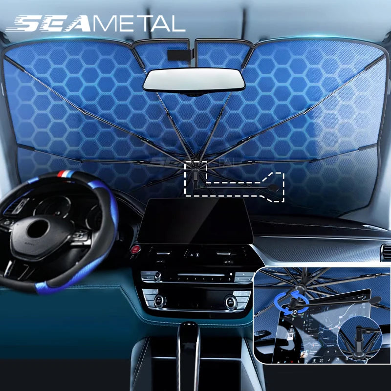 SEAMETAL Car Windshield Sunshade Umbrella Summer Sun Shade Protector Parasol Foldable Interior Windshield Sun Protection Cover Vue