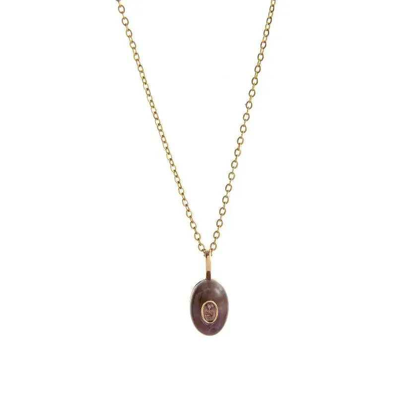 Trendy Titanium Steel Waterdrop Birthstone Charms Pendant Necklace