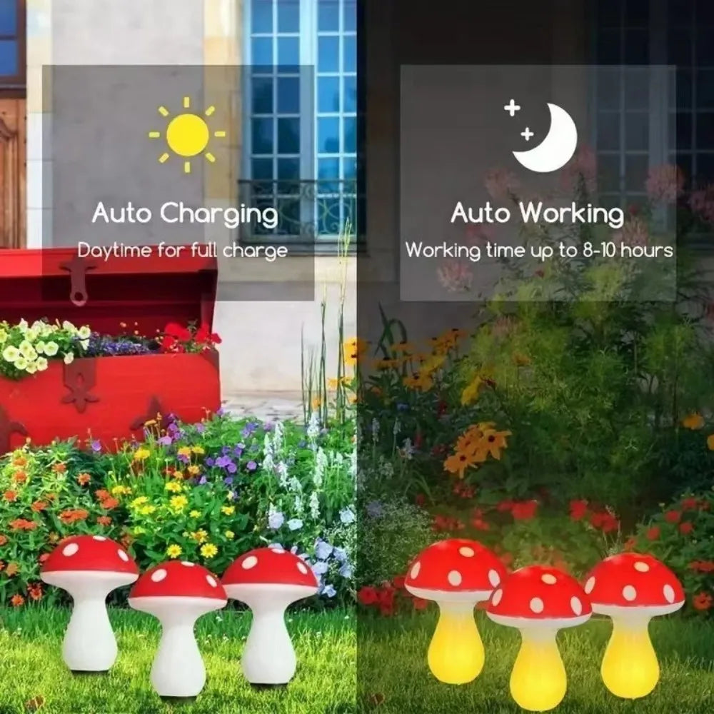5M10LED/8M20LED Solar Powered Mushroom Stake String Lights Waterproof LED Garden Pathway Lights for Outdoor Patio Yard Decor Vue