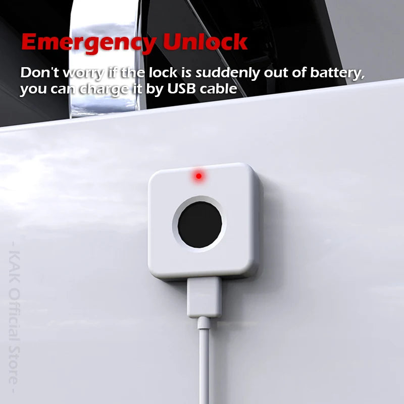 KAK Biometric Fingerprint Lock White Anti-theft Smart Drawer Lock 30x30mm Keyless Fingerprint Security Furniture Door Lock Vue