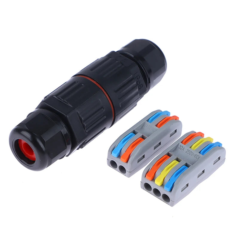 1PCS 2/3 Pin Plug Straight Quick Push In Terminal Block Conductor Connector IP68 Electrical Waterproof Connector Wire Cable Vue