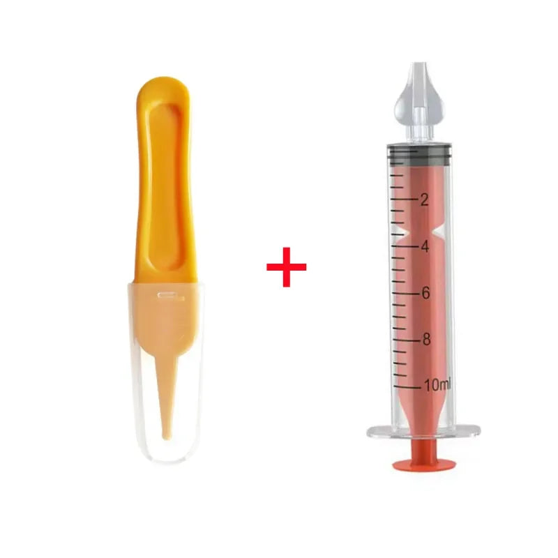 vvocci Nasal Professional Baby Aspirator with Nose Cleaning Tweezers Set Syringe Nasal with Tweezers for Newborn Infants Kids Vue B392 2PC Set D