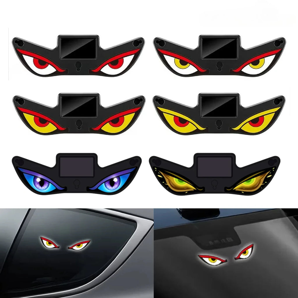 Demon Eye Solar Powered Wireless Car Interior Light, USB Rechargeable Breathing Neon Atmosphere Mood Lamp, Suction Cup Vue