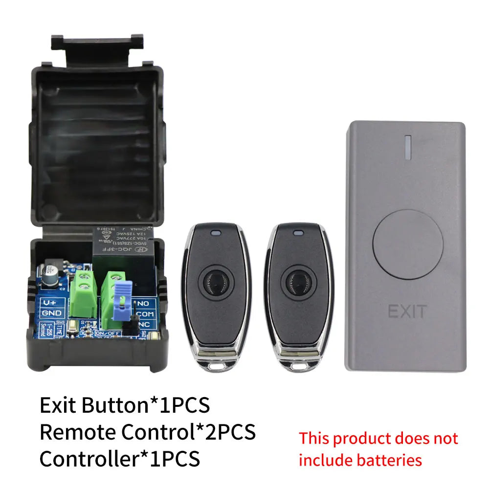 433Mhz Universal Wireless Remote Control Switch Kit Access Control DC 12V 1CH Relay Receiver Module RF Learning Code Transmitter Vue RC-100-B-2R01