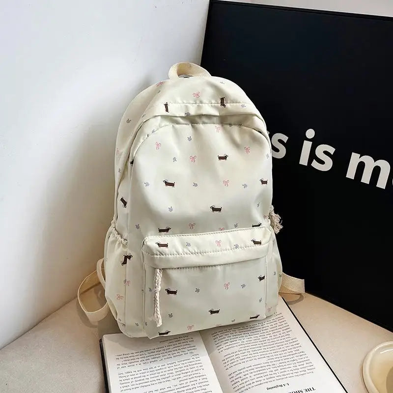 Cute Printed Puppy Dachshund College Backpack Student Schoolbag