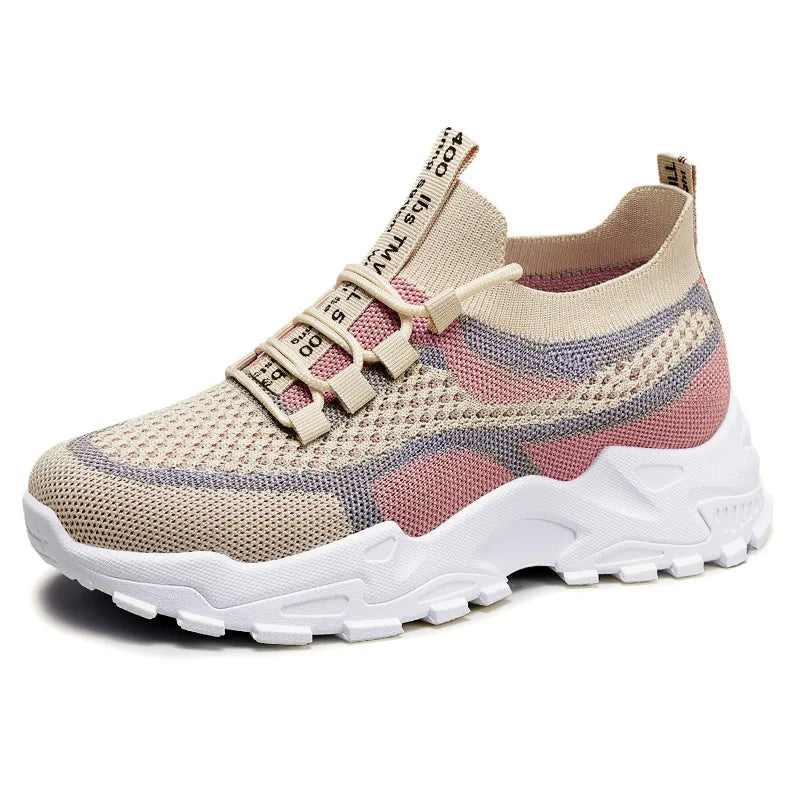 Women's Breathable Mesh Chunky Sole Casual Sneakers Casual Sneakers Vue G-JM291 Beige 41