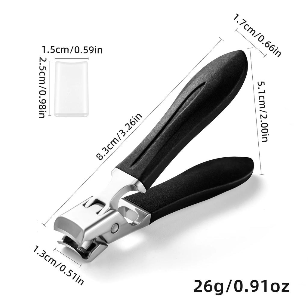 Anti-Splash Stainless Steel Nail Clippers Thick Large Opening Nail Trimmer Manicure Clippers Sharpness Upgrade Nipper Household Vue Black