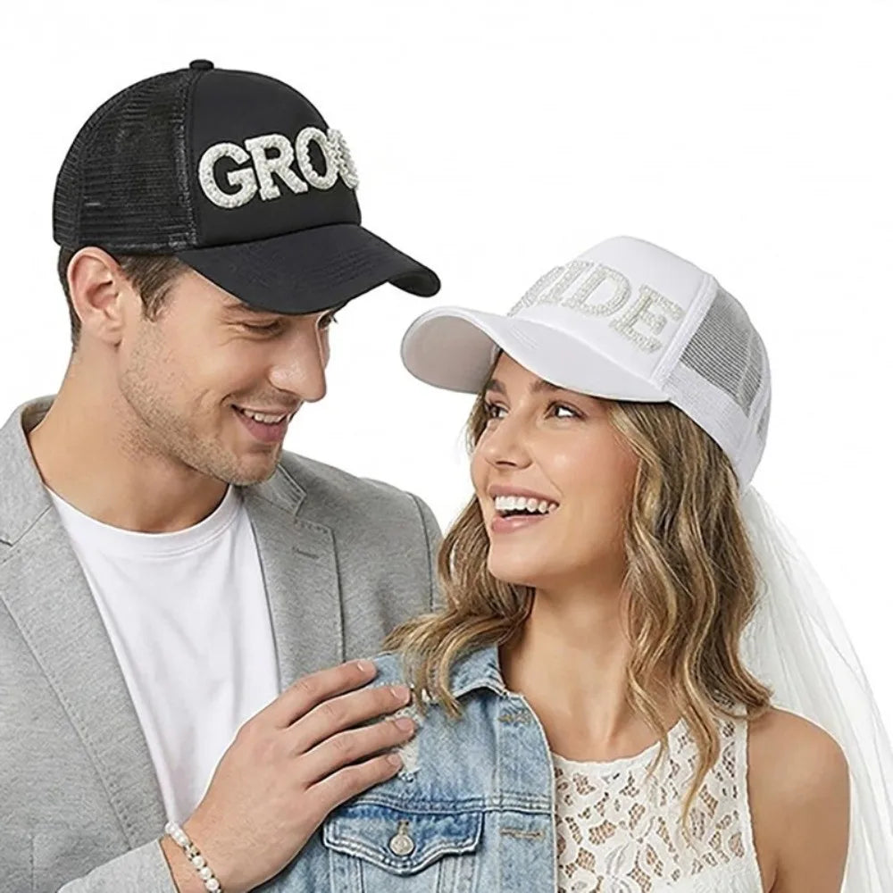 Breathable Bridal Veil Baseball Cap Romantic Solid Color Groom Hat Comfortable Adjustable Summer Baseball Cap Photo Prop Vue