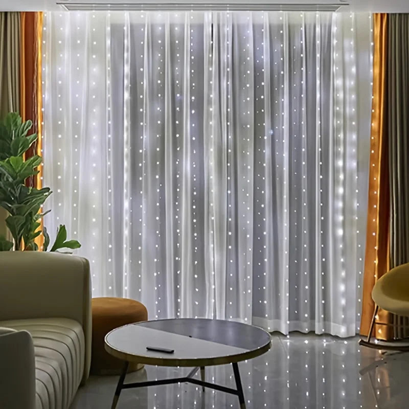LED Curtain Lights Battery Powered - Waterproof Window String Light for Party Bedroom Porch Decoration Vue