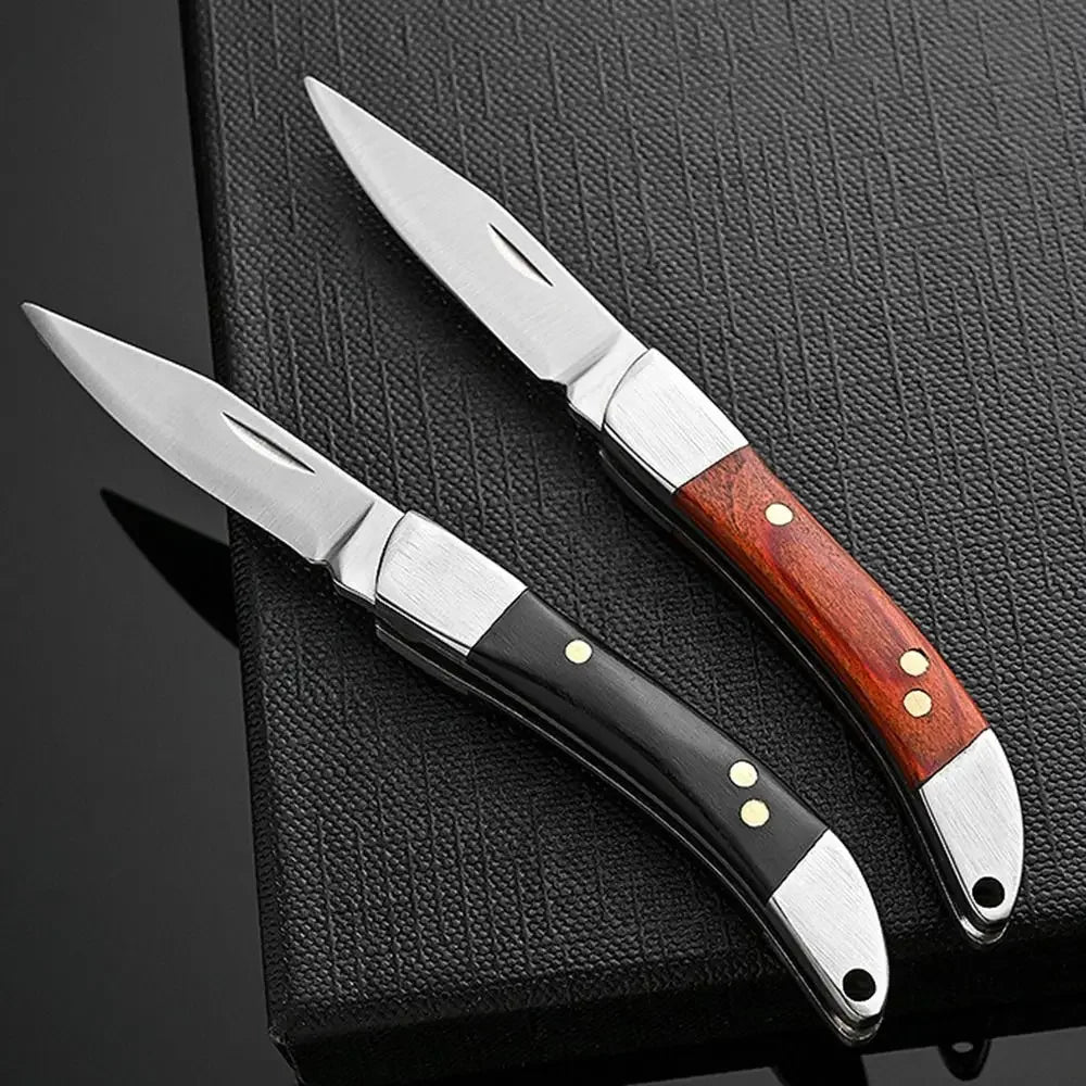 Wooden Handle Portable Sharp Cutter Rust-resistant Stainless Steel Outdoor Folding Cutter Multi-purpose High Hardness Vue