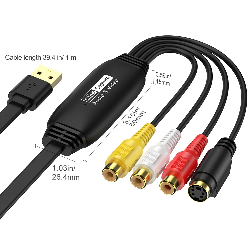 USB Video Capture Card VHS TV DVD VCR Video Audio Converter USB To AV Video Capture Adapter for PC Vue