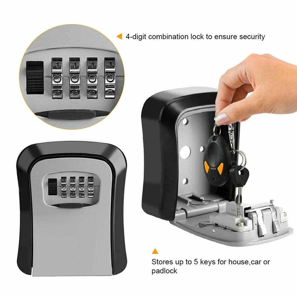 Wall Mounted Key Storage Secret Box Plastic Organizer 4 Digit Combination Password Security Code Lock Home Key Safe Box Case Vue