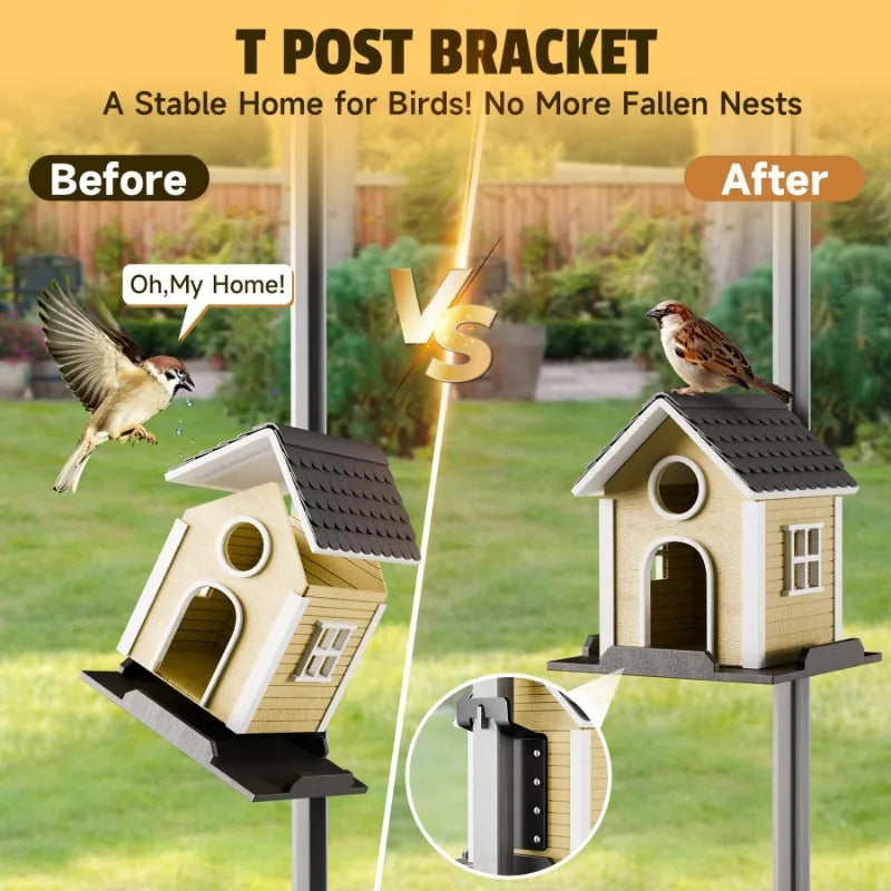 ABKW-For Wood Fence T Post Bracket, For Sign Mount Hardware- T Post Hanger For Sign, Birdhouse Mailbox Camera(6 Pcs) Vue