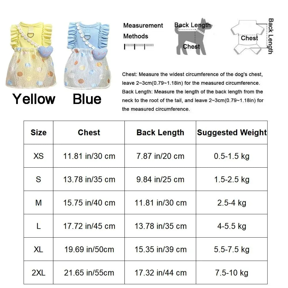 Cute Point Pattern Pet Bubble Skirt Thin Breathable Pet Princess Dress Skin-friendly Soft Sun Protection Costume Bichon Vue