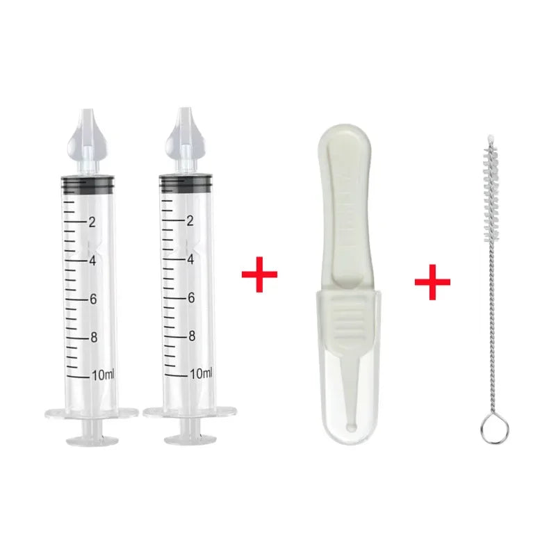 vvocci Baby Nose Cleaner Baby Brush & Tweezer with Cleaning Needle Wash Tool Tube Aspirator NasalSyringe Nasal Irrigator Nose Vue B364-4Pcs Set White